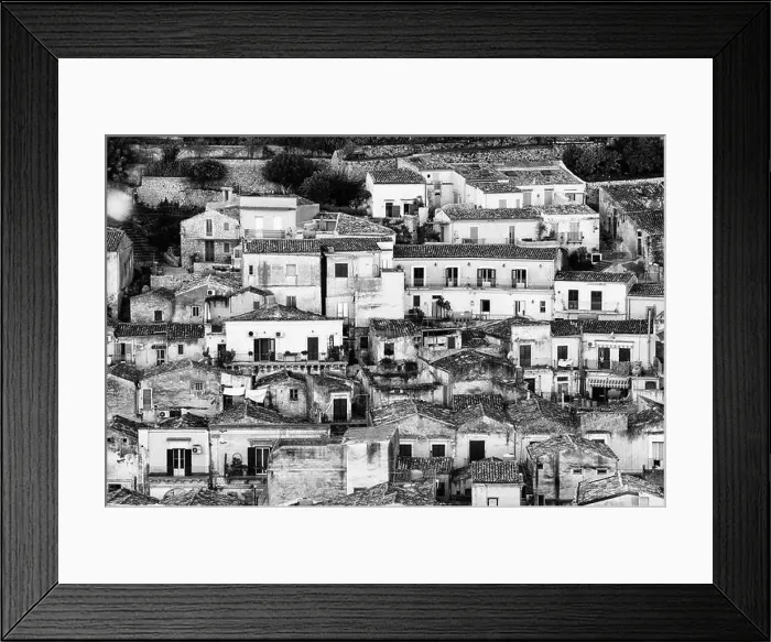 Framed Print : Modica view, black and white, Sicily, Italy Framed Print : Modica view, black and white, Sicily, Italy