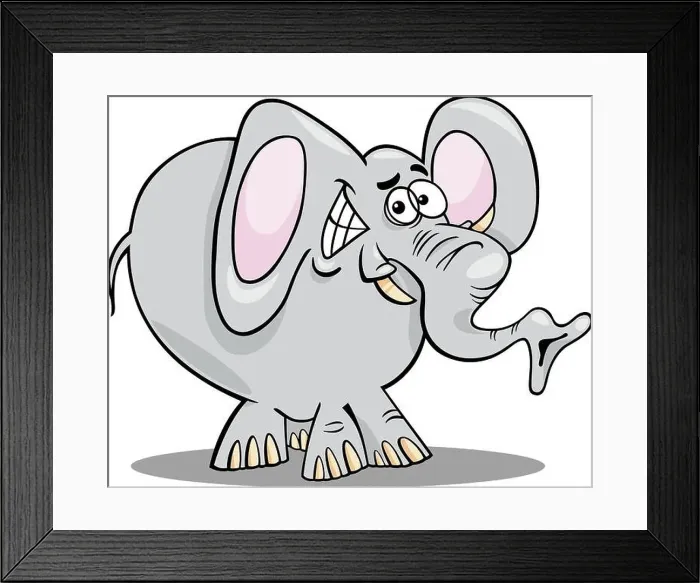 Framed Print : Cartoon illustration of Funny African Elephant Wild Animal Framed Print : Cartoon illustration of Funny African Elephant Wild Animal