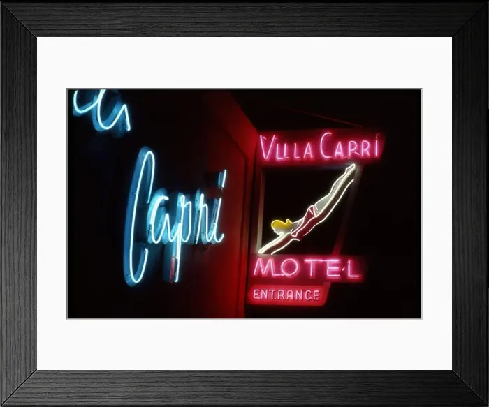 Framed Print : Vintage neon sign for the Villa Capri Motel in Coronado, CA Framed Print : Vintage neon sign for the Villa Capri Motel in Coronado, CA