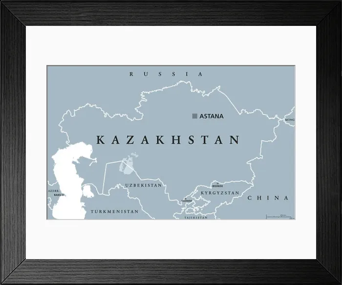 Framed Print : Kazakhstan political map with capital Astana Framed Print : Kazakhstan political map with capital Astana