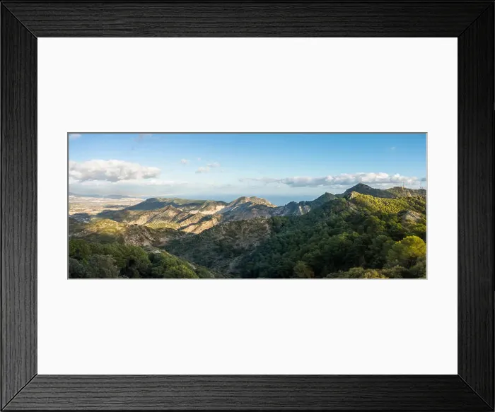 Framed Print : Panoramic view of Sierra de Mijas, mountains, looking east towards Malaga, Andalusia, Spain Framed Print : Panoramic view of Sierra de Mijas, mountains, looking east towards Malaga, Andalusia, Spain