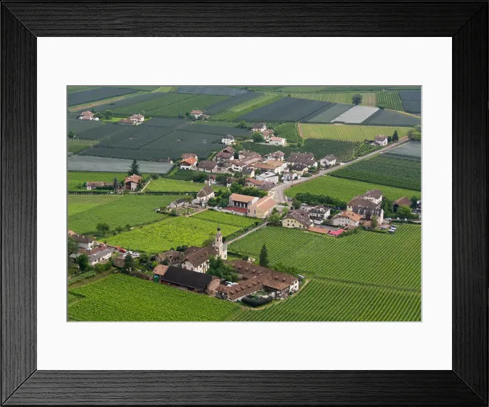 Framed Print : Siebeneich, Italy, Vineyards and orchards in the agrIcultural area near Bolzano