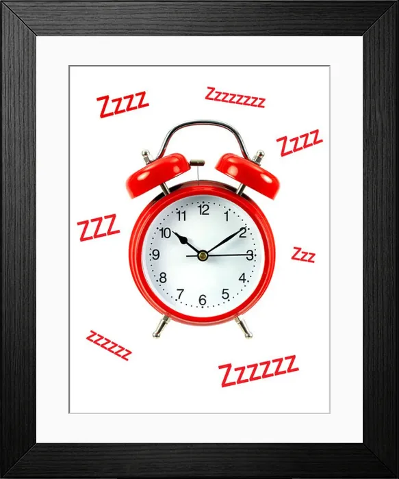Framed Print : An alarm clock isolated ahgainsdt a white background
