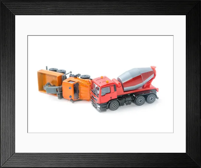 Framed Print : Truck crash, Toy trucks in accident Framed Print : Truck crash, Toy trucks in accident