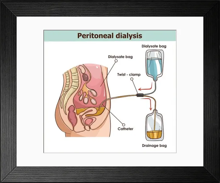 Framed Print : peritoneal dialysis are both used to treat kidney - vector illustration Framed Print : peritoneal dialysis are both used to treat kidney - vector illustration