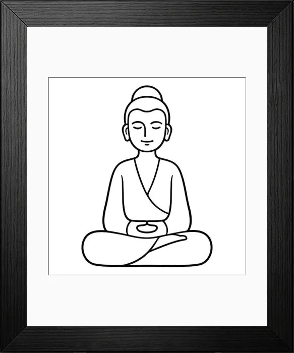 Framed Print : Simple and minimal Buddha statue sitting in meditation Framed Print : Simple and minimal Buddha statue sitting in meditation