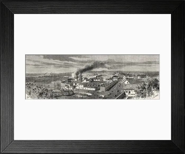 Framed Print : General view of the tile factory and Montchanin mine Framed Print : General view of the tile factory and Montchanin mine