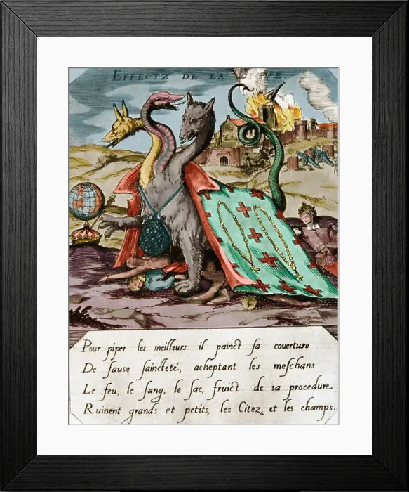 Framed Print : French Wars of Religion between French Catholics and Protestant (Huguenots)