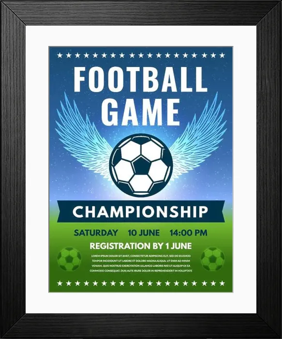 Framed Print : Design template of football poster with place for your text Framed Print : Design template of football poster with place for your text