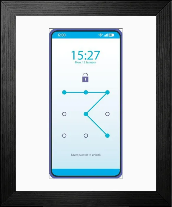 Framed Print : Pattern lock smartphone interface vector template Framed Print : Pattern lock smartphone interface vector template