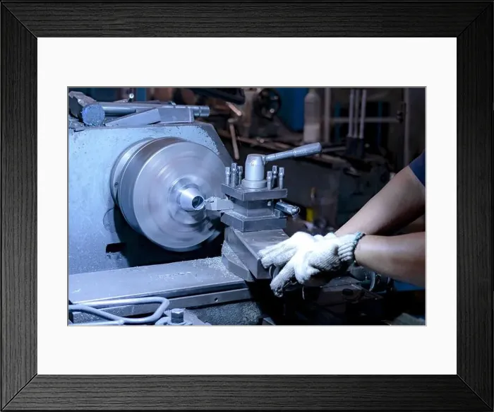 Framed Print : Professional workers are doing the milling process for metal parts, metal machinery in large industrial plants-image Framed Print : Professional workers are doing the milling process for metal parts, metal machinery in large industrial plants-image