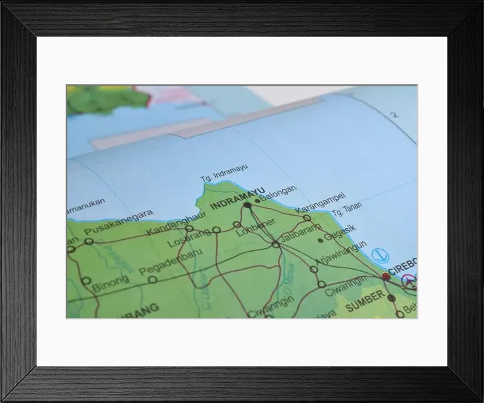Framed Print : Map of Indramayu, the district capital of Indramayu Regency, West Java Province, Indonesia Framed Print : Map of Indramayu, the district capital of Indramayu Regency, West Java Province, Indonesia