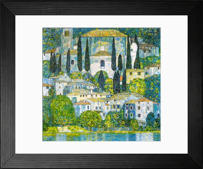 Framed Print : Gustav Klimt, Church in Cassone, landscape painting, 1913
