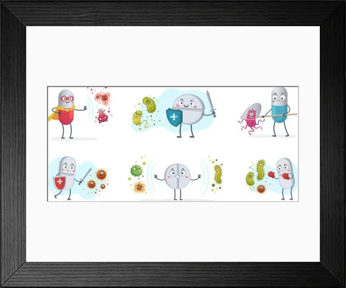 Framed Print : Antibiotic fight bacteria and virus Framed Print : Antibiotic fight bacteria and virus