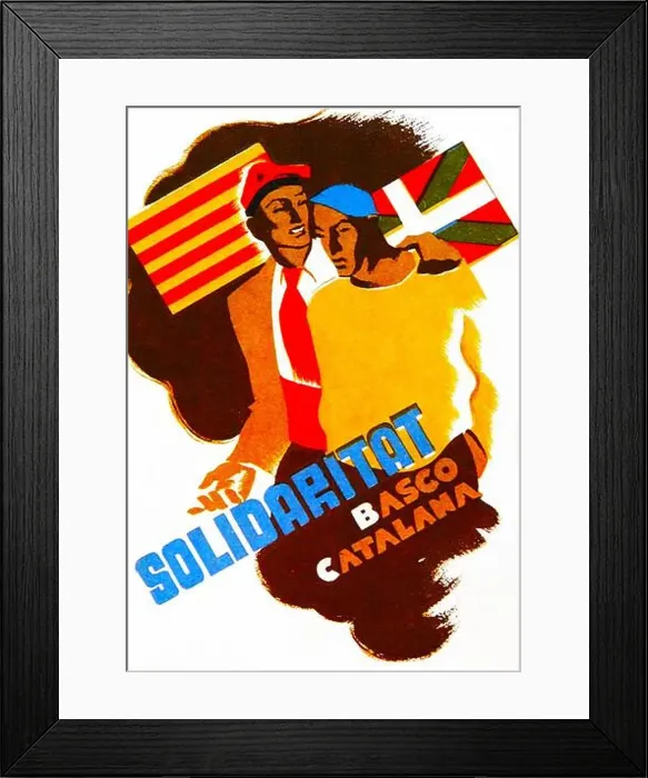 Framed Print : Propaganda poster illustrating Basque Catalan solidarity during the Spanish Civil War Framed Print : Propaganda poster illustrating Basque Catalan solidarity during the Spanish Civil War