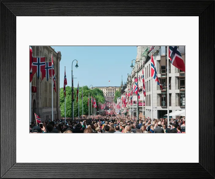 Framed Print : Norwegian Constitution Day, 17th May, as seen from Karl Johans Gate, Oslo, Norway Framed Print : Norwegian Constitution Day, 17th May, as seen from Karl Johans Gate, Oslo, Norway
