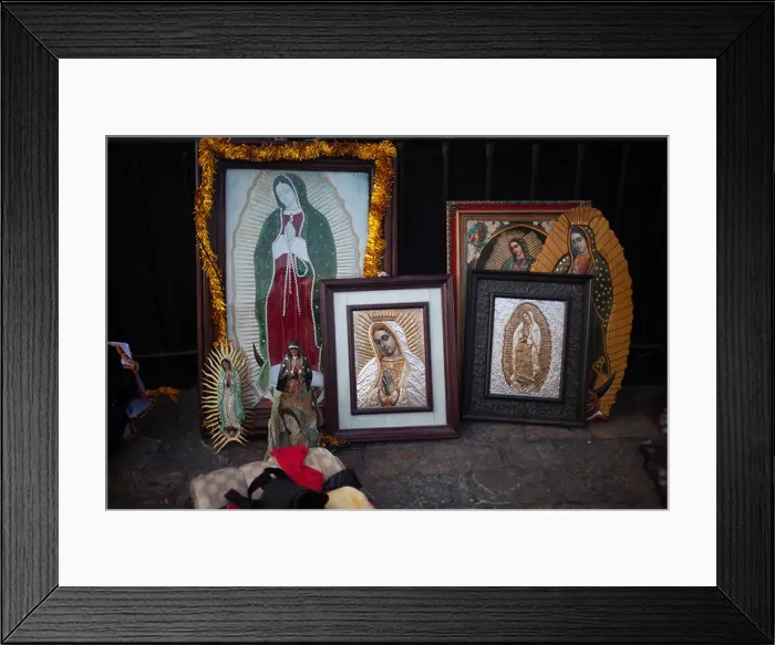 Framed Print : Different images of the Virgin of Guadalupe are displayed at the pilgrimage to Our Lady of Guadalupe Basilica in Mexico Framed Print : Different images of the Virgin of Guadalupe are displayed at the pilgrimage to Our Lady of Guadalupe Basilica in Mexico
