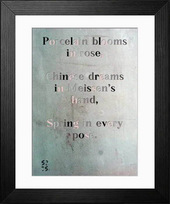 Framed Print : Porcelain blooms in rose, Chinese dreams in Meissen's hand Framed Print : Porcelain blooms in rose, Chinese dreams in Meissen's hand