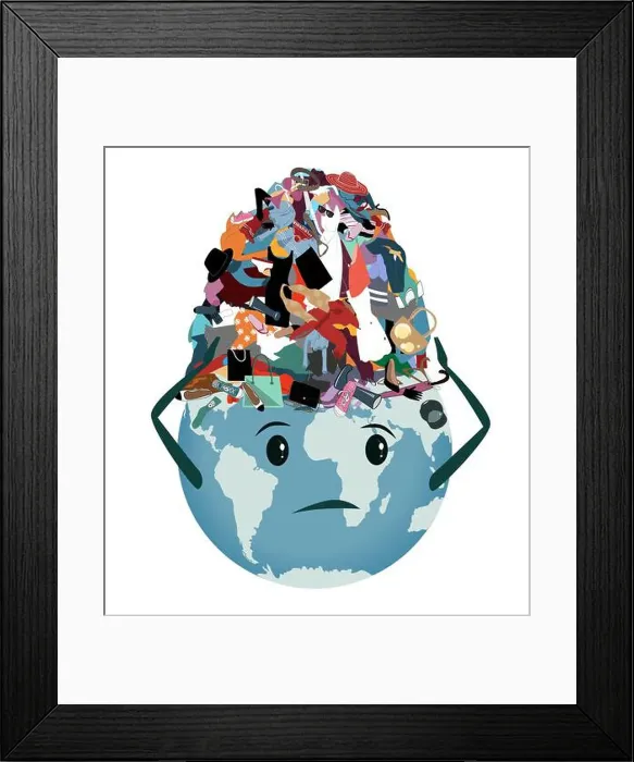 Framed Print : Earth planet with a Pile of Useless Framed Print : Earth planet with a Pile of Useless
