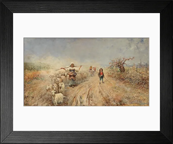 Framed Print : Rafael Senet Pérez's Heimkehr der Herde (Return of the Herd) Framed Print : Rafael Senet Pérez's Heimkehr der Herde (Return of the Herd)