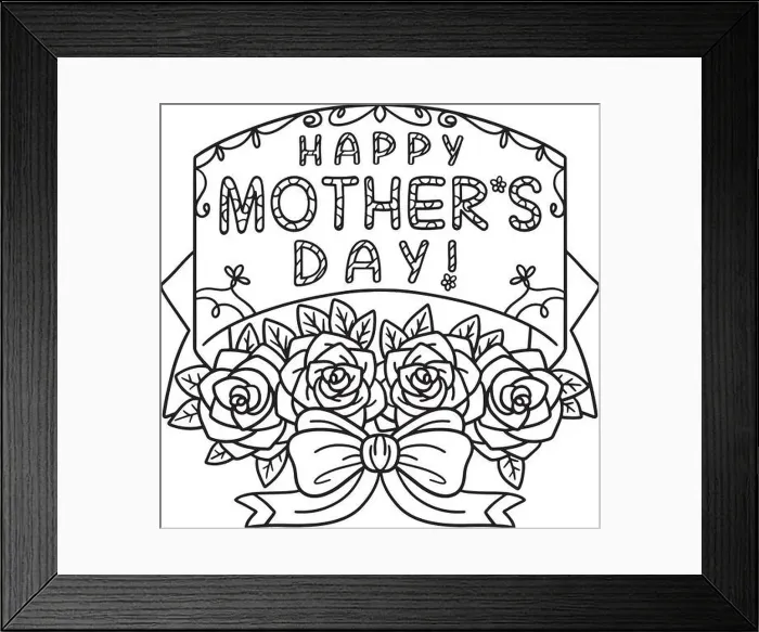 Framed Print : Happy Mothers Day Isolated Coloring Page for Kids Framed Print : Happy Mothers Day Isolated Coloring Page for Kids
