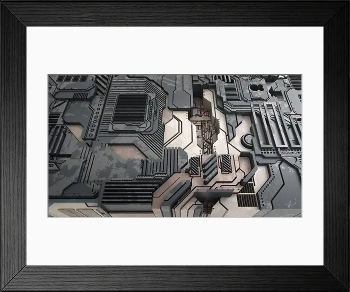 Framed Print : Sci Fi Industrial Panel. Futuristic Concept Design