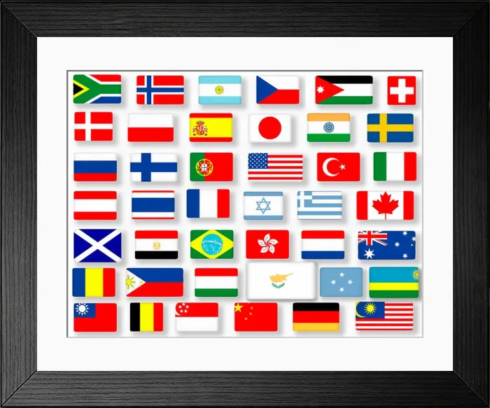 Framed Print : collage of 42 different National flags Framed Print : collage of 42 different National flags