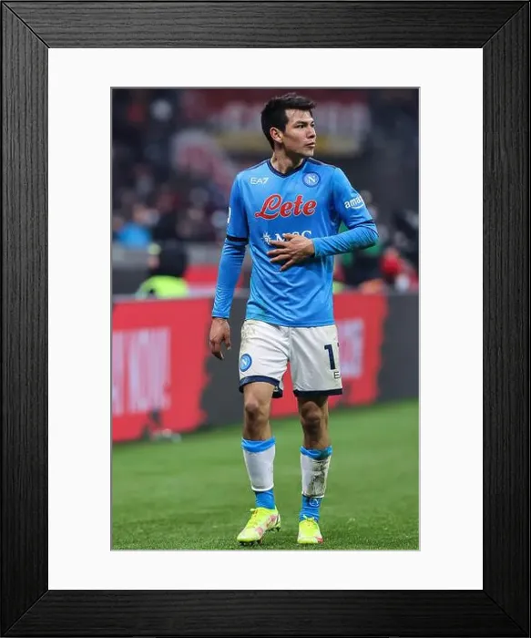 Framed Print : Hirving Lozano of SSC Napoli looks on during the Serie A 2021 / 22 football match between AC Milan Framed Print : Hirving Lozano of SSC Napoli looks on during the Serie A 2021 / 22 football match between AC Milan