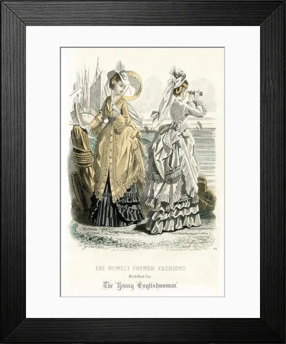 Framed Print : The newest French fashions modelled for The Young Englishwoman Framed Print : The newest French fashions modelled for The Young Englishwoman