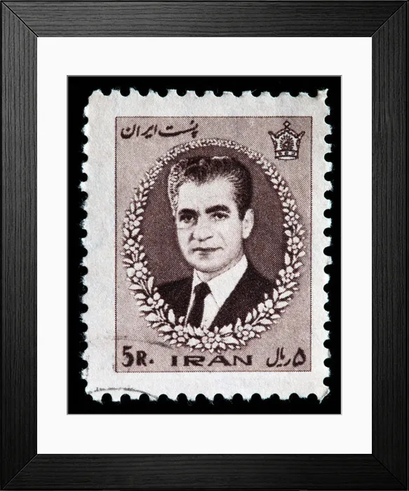 Framed Print : Mohammad Reza Shah Pahlavi, postage stamp, Iran, 1966 Framed Print : Mohammad Reza Shah Pahlavi, postage stamp, Iran, 1966