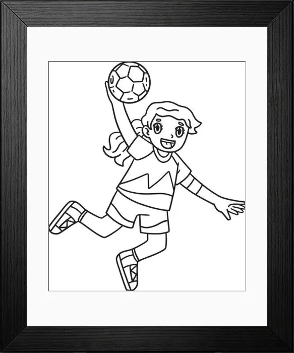 Framed Print : Handball Player Shooting Ball Isolated Coloring Framed Print : Handball Player Shooting Ball Isolated Coloring