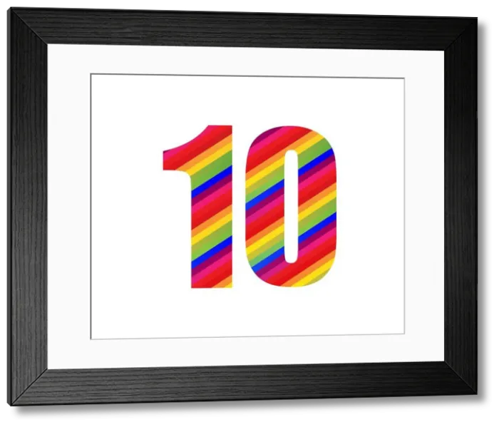 Framed Print : 10 Number Rainbow Style Numeral Digit. Colorful Number Vector Illustration Design Isolated on White Background Framed Print : 10 Number Rainbow Style Numeral Digit. Colorful Number Vector Illustration Design Isolated on White Background