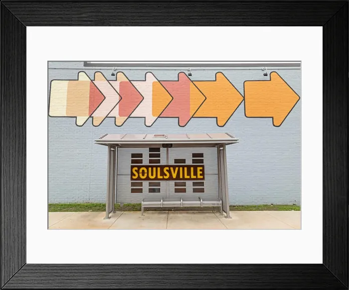 Framed Print : Memphis, Tennessee - A bus stop outside the Stax Museum of American Soul Music, the former location of Stax Records Framed Print : Memphis, Tennessee - A bus stop outside the Stax Museum of American Soul Music, the former location of Stax Records