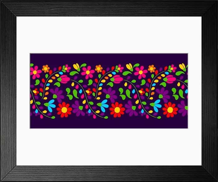 Framed Print : Mexican floral embroidery pattern. Traditional ornament of flowers and leaves Framed Print : Mexican floral embroidery pattern. Traditional ornament of flowers and leaves