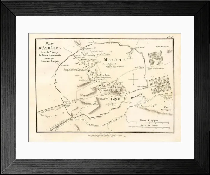 Framed Print : ANCIENT ATHENS City plan. Plan d'Athènes'. Ancient Greece. TARDIEU 1832 map