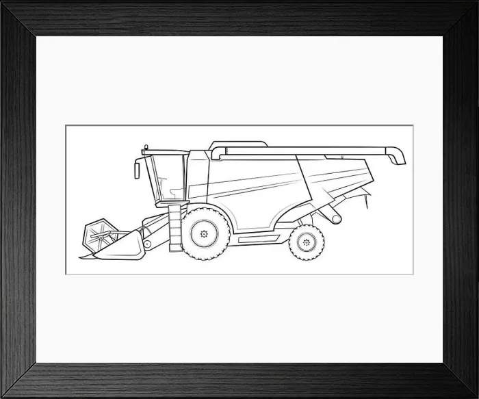 Framed Print : Harvesting machine combine - vector illustration of a vehicle Framed Print : Harvesting machine combine - vector illustration of a vehicle