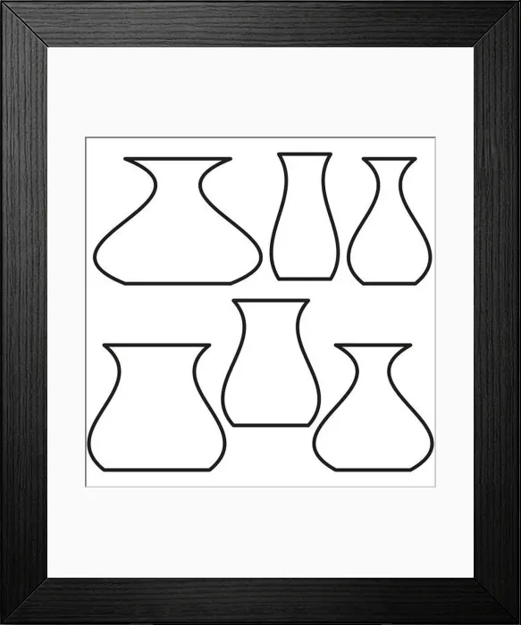 Framed Print : Vase silhouettes set. Curved lines outline various vase shapes Framed Print : Vase silhouettes set. Curved lines outline various vase shapes