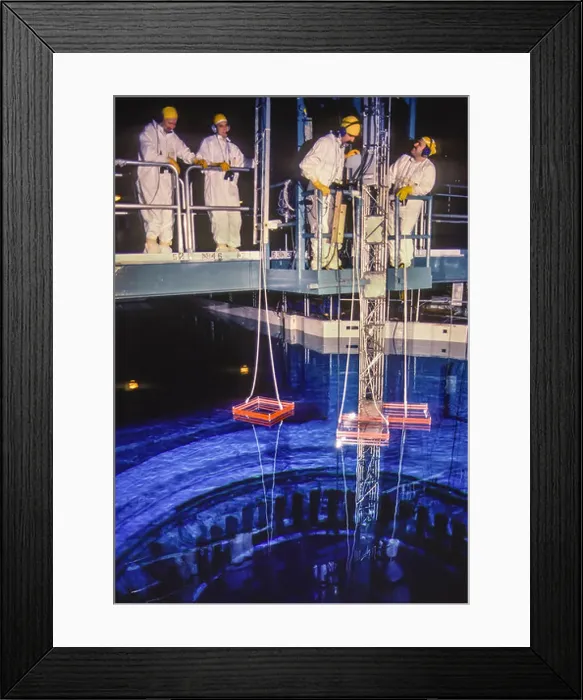 Framed Print : SCRIBA, NEW YORK, USA - Workers refueling reactor in 1985 at James A. Fitzpatrick Nuclear Power Plant, in Oswego County