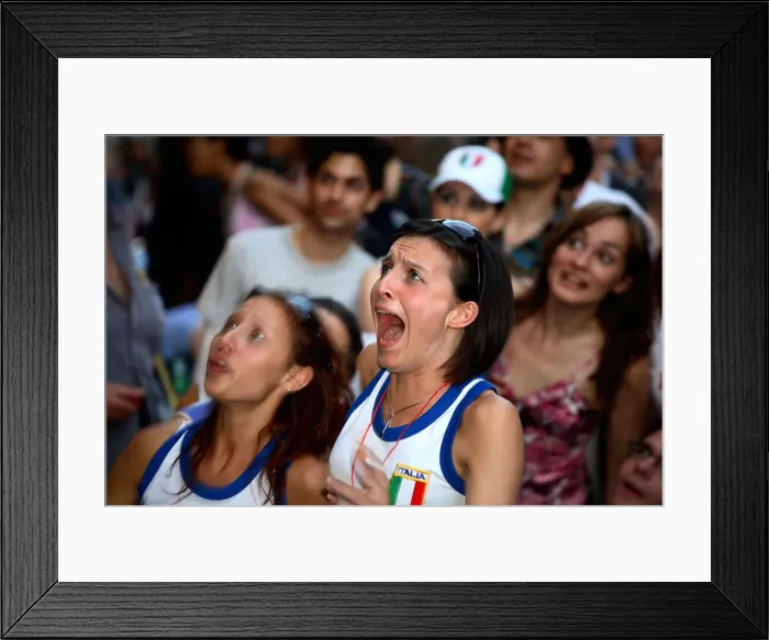 Framed Print : Italian supporters watching 2-0 win vs Ghana, 2006 World Cup Finals, Bar Italia, London Framed Print : Italian supporters watching 2-0 win vs Ghana, 2006 World Cup Finals, Bar Italia, London