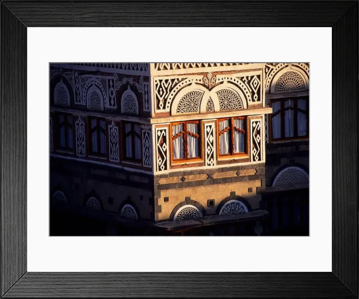 Framed Print : YEMEN, SANA'A, OLD TOWN, LOCAL HOUSE, DETAIL OF WINDOWS Framed Print : YEMEN, SANA'A, OLD TOWN, LOCAL HOUSE, DETAIL OF WINDOWS