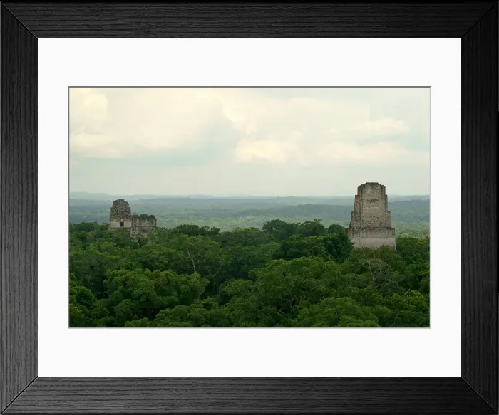 Framed Print : Temple I and Temple II from the top of Temple IV, Tikal, El Peten, Guatemala. Tikal is a UNESCO World Heritage Site Framed Print : Temple I and Temple II from the top of Temple IV, Tikal, El Peten, Guatemala. Tikal is a UNESCO World Heritage Site