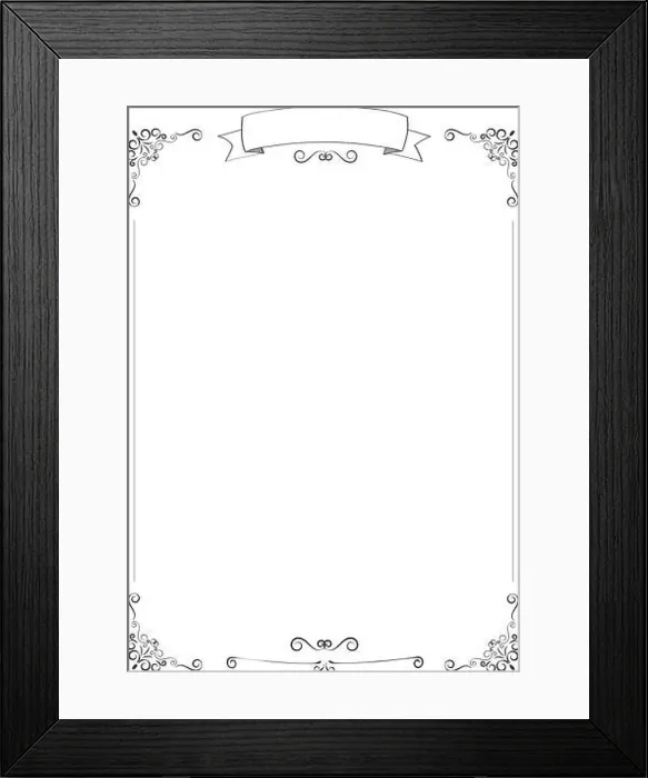 Framed Print : A4 size vertical cafe menu white background with retro ribbon and border Framed Print : A4 size vertical cafe menu white background with retro ribbon and border