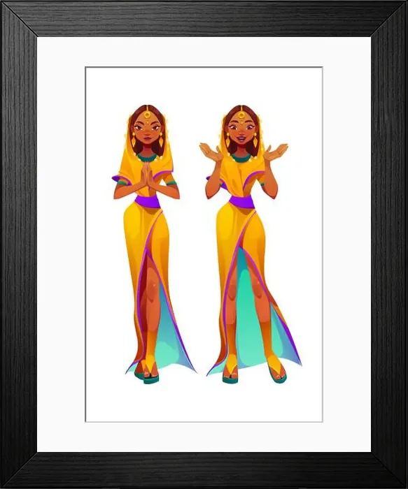 Framed Print : Indian woman in sari with namaste gesture Framed Print : Indian woman in sari with namaste gesture