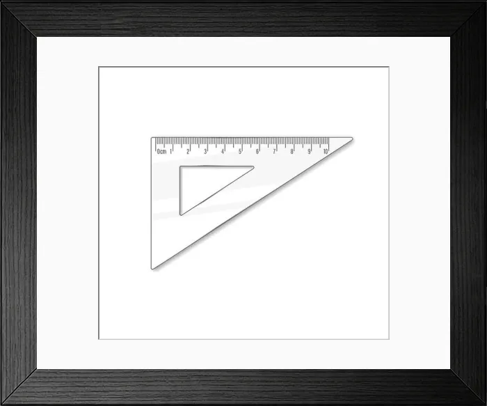 Framed Print : Triangle ruler ten cm. Vector math geometry transparent plastic school and office accessories