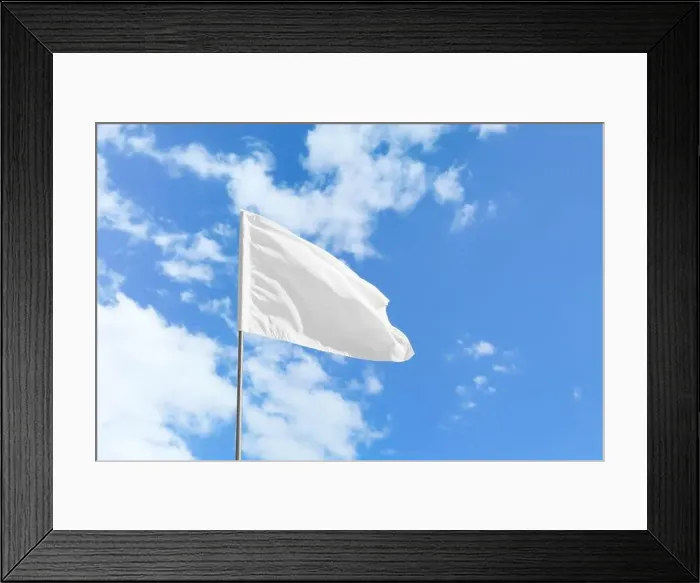 Framed Print : Waving white flag against blue sky Framed Print : Waving white flag against blue sky