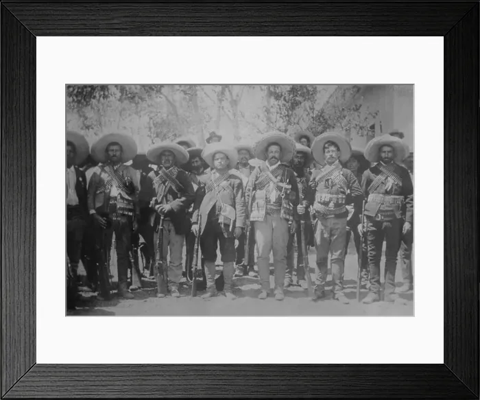 Framed Print : Pancho Villa and His bandits with bandoliers and guns Framed Print : Pancho Villa and His bandits with bandoliers and guns