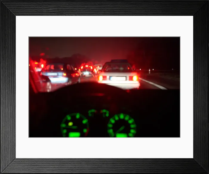Framed Print : Blurry view from inside of a car at night Framed Print : Blurry view from inside of a car at night