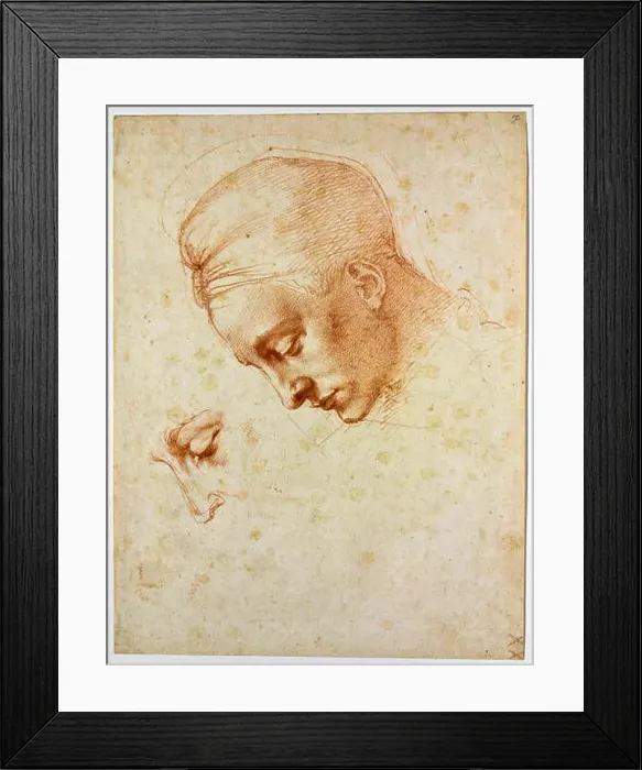 Framed Print : Study to the head of Leda, ca 1530. Artist: Buonarroti, Michelangelo (1475-1564) Framed Print : Study to the head of Leda, ca 1530. Artist: Buonarroti, Michelangelo (1475-1564)