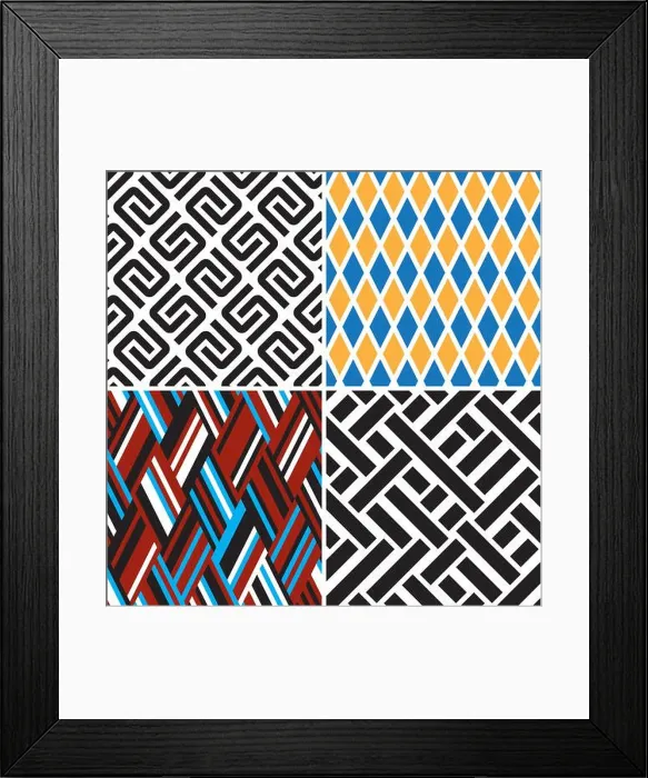 Framed Print : 4 different vector patterns in the same package(eps). One pattern is paid and 3 are free (white dividing lines) Framed Print : 4 different vector patterns in the same package(eps). One pattern is paid and 3 are free (white dividing lines)