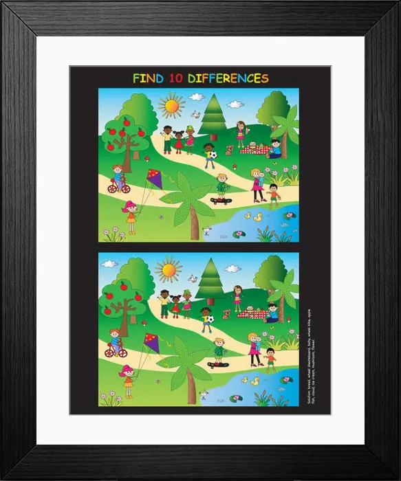 Framed Print : game for children: find ten differences Framed Print : game for children: find ten differences